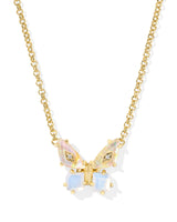 Bianca Butterfly Gold Iridescent White Mix Pendant Necklace