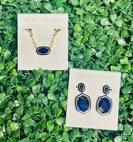 Kendra Scott earrings and necklace set navy mother of pearl