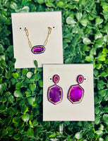 Kendra Scott earrings and necklace set purple