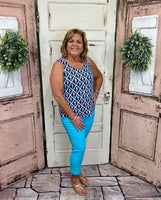 Lulu-B Bangladine pull-on capris with contemporary fit, lightweight structured stretch fabric, comfortable travel-friendly capri pants for spring and summer wear, casual to polished styling.