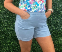 The Lulu-B Denim Pull-On Shorts are a warm-weather essential designed for comfort, ease, and polished style. Made from Lulu-B’s signature denim fabric, these shorts offer a smooth, structured feel with comfortable stretch. The pull-on waistband creates an easy, flattering fit, while subtle side vents add movement and a modern touch. Lightweight and travel-friendly, these shorts are perfect for everyday wear, vacations, and sunny days on the go.