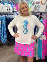 Lulu-B Sweater - White Seahorse
Stay cozy and stylish in this crewneck sweater crafted from a soft 55% acrylic and 45% cotton blend. Features a classic fit and a 25.5" center back length. Easy care — just machine wash cold and line dry.