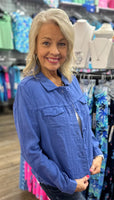 Lulu-B Linen Travel Jacket – lightweight, washable linen with chest pockets & a flattering fit. Perfect for layering.