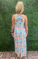 Sexy maxi dress with straight fit, cutout back detail, and UPF50 sun protection fabric for stylish summer wear.