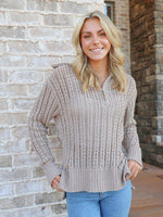 Quarter Zip Soft Sweater - Tan