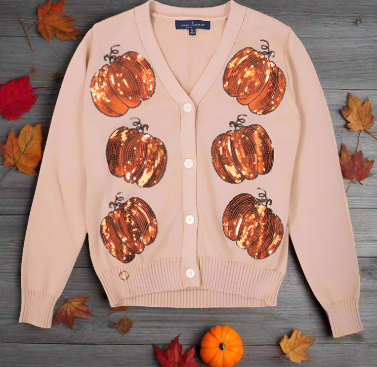 Sequin Cardigan Pumpkin