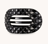 Quilted Flat Round Clip - Jet Black