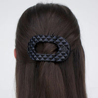 Quilted Flat Round Clip - Jet Black
