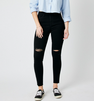 88562 Judy Blue - HW Black Destroy Raw Hem Skinny