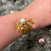 Shea Statement Cuff Bracelet in Vintage Gold White Pearl
