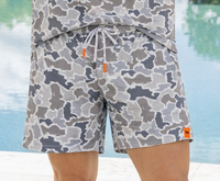Simply Southern men’s camo shorts with elastic drawcord waistband, side slant pockets, and 5-inch inseam. Simply Southern men’s shorts, camo shorts men, elastic waist men’s shorts, 5 inch inseam shorts, casual camo shorts, Sweet Southern Charm Simply Southern