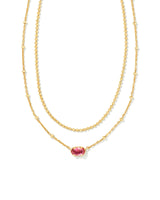 Emilie Gold Multi Strand Necklace in Burgundy Illusion