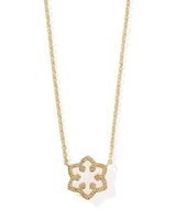 Snowflake Gold Pendant Necklace in White Kyocera Opal