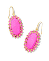 Dani Gold Color Burst Frame Drop Earrings in Neon Pink Magnesite