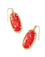 Elle Drop Earrings Gold in Bronze Veined Red and Fuchsia