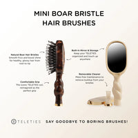 Teleties Mini Boar Bristle Hair Brush - Tan