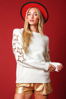 Off White Sequin Shooting Stars Sweater