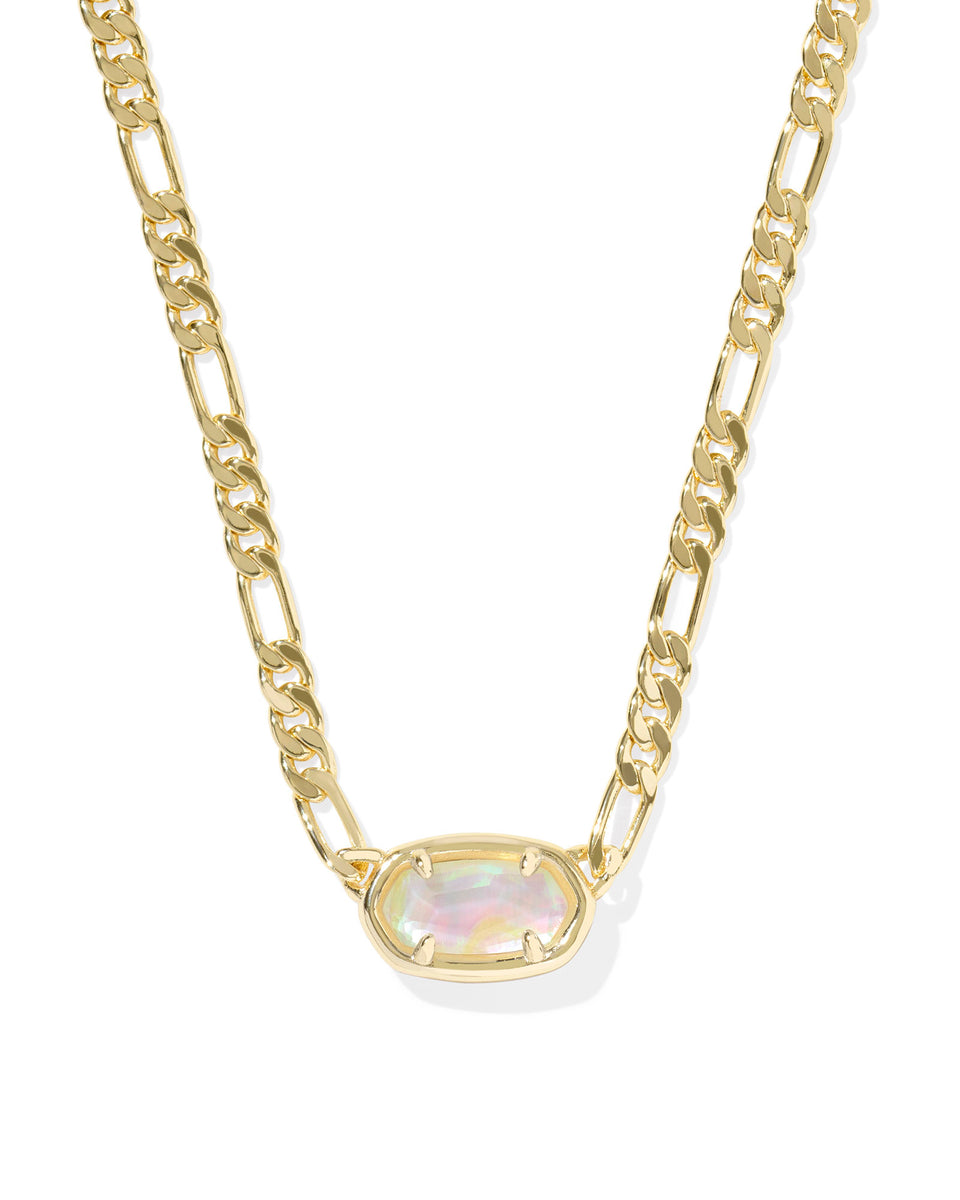 Elisa Gold Figaro Chain Short Pendant Necklace Pink Iridescent Mother of Pearl| Kendra Scott main image 0