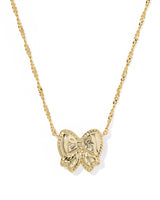 Haley Gold Bow Necklace Rose Violet MOP