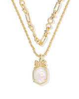 Daphne Bow Gold Multi Strand Necklace in Crystal Ivory Illusion