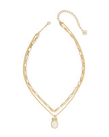 Daphne Bow Gold Multi Strand Necklace in Crystal Ivory Illusion