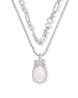 Daphne Bow Silver Multi Strand Necklace in Crystal Ivory Illusion