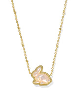 Bunny Gold Short Pendant Necklace in Taupe Mother of Pearl