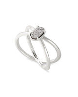 Emilie Double Band Ring Silver in Platinum Drusy