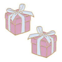 Pink Millie Enamel Present Stud Earrings