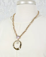 Hammered Gold Oval Pendant