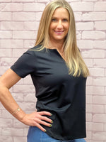 SPX0658 Short Sleeve Key Hole Top - BLK