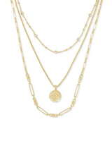 Medallion Coin Multi Strand Necklace in Gold