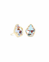Tessa Gold Stud Earrings in Dichroic Glass