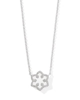 Snowflake Rhodium Pendant Necklace in White Kyocera Opal
