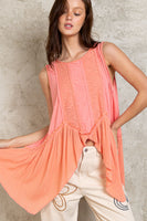 Coral Ruffle Contrast Tank Top

