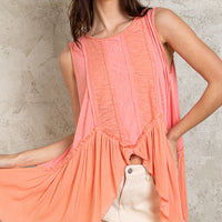 Coral Ruffle Contrast Tank Top
