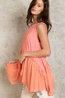 Coral Ruffle Contrast Tank Top

