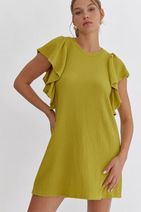 Chartreuse Ribbed Sleeveless Dress