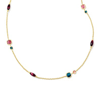 Monica Gold Long Strand Necklace in Teal Mix