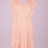 Knit Ruffled Dress - Coral