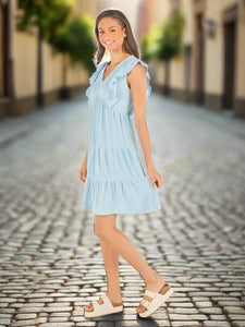 Knit Ruffled Dress - Ice