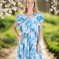 Ruffle Sleeve Dress - Reef