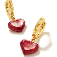 Penny Heart Huggie Earring Gold in Mulberry Mother of Pearl