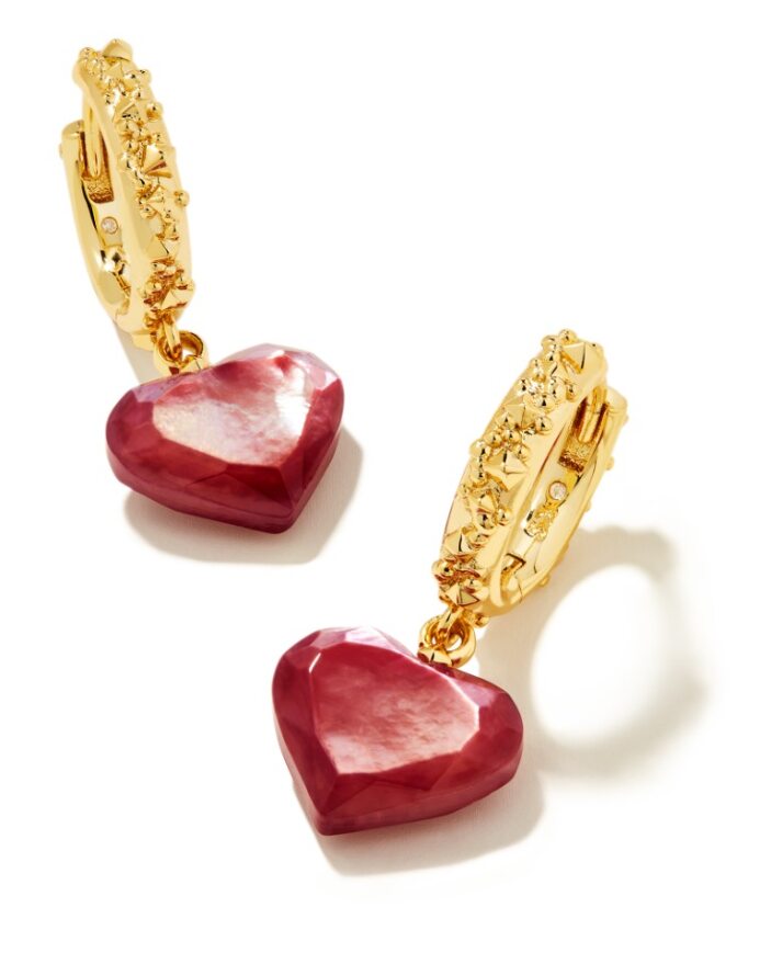 Penny Heart Huggie Earring Gold in Mulberry Mother of Pearl