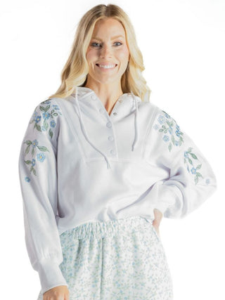 Snap Hoodie Cropped - Blue Floral (ROBFLR)
