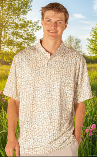 Mens Water Dude Polo - Ducks (Beige)