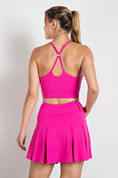 Butter Pleat Golf Skort with Belt Loops - Sonic Pink

