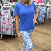 V-Neck Short Sleeve Top - BLU