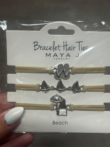 Essential Bracelet Hair Ties - Beach Tan/Silver