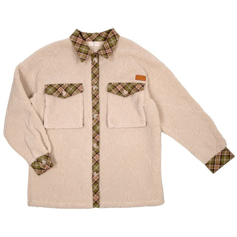 Youth Quilted Shacket - Cream